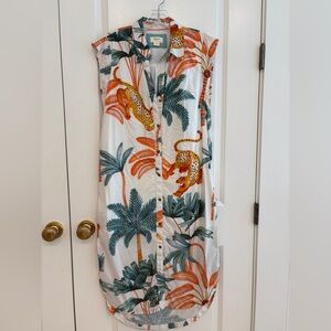 Anthropologie Maeve Tropical Leopard Print Sleeveless Dress